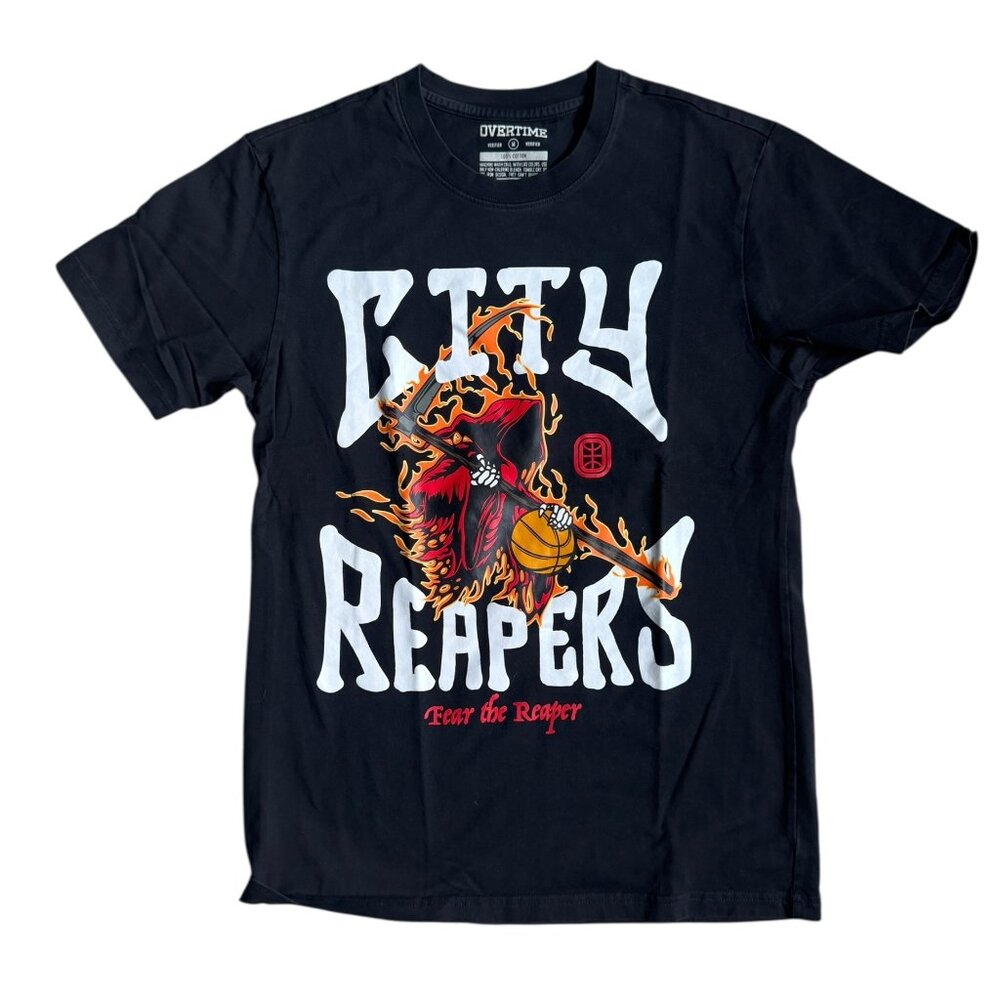 Overtime Basketball City Reapers Black Tshirt Mens Medium EUC